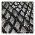 Material de malla bordado Sequin Sequin Diamante negro Diamante Bordado de malla de lentejuelas bordado en spandex